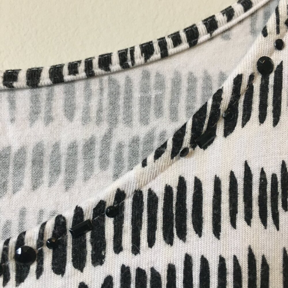 Olsen Europe Rhinestone Viscose Tally Graphic Tee Black White L/14 - Picture 9 of 16
